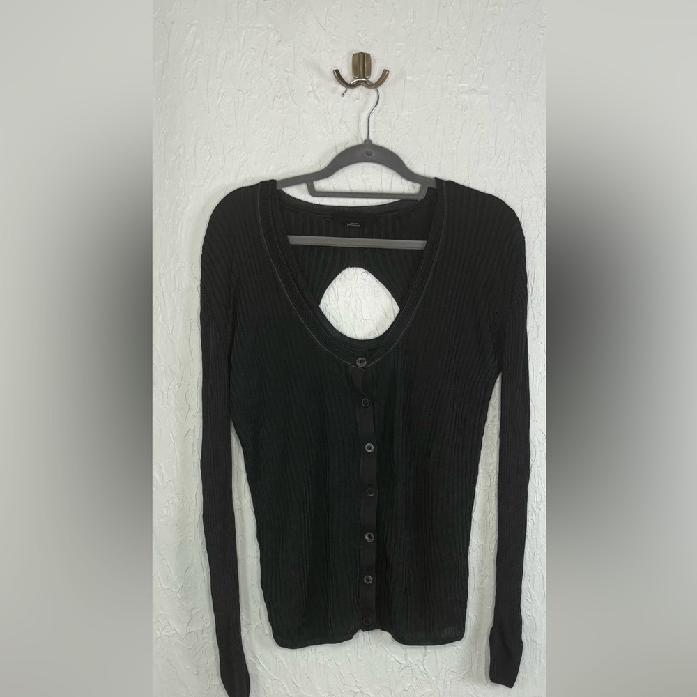 Alexander Wang Rayon Black/Green Cut Out Back Blouse Size Large